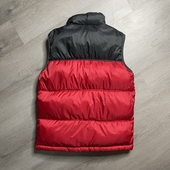 Vintage 00s Nike Puffer Vest Youth XL Fits Mens S Red Black Winter Swoosh Y2K - Picture 9 of 11